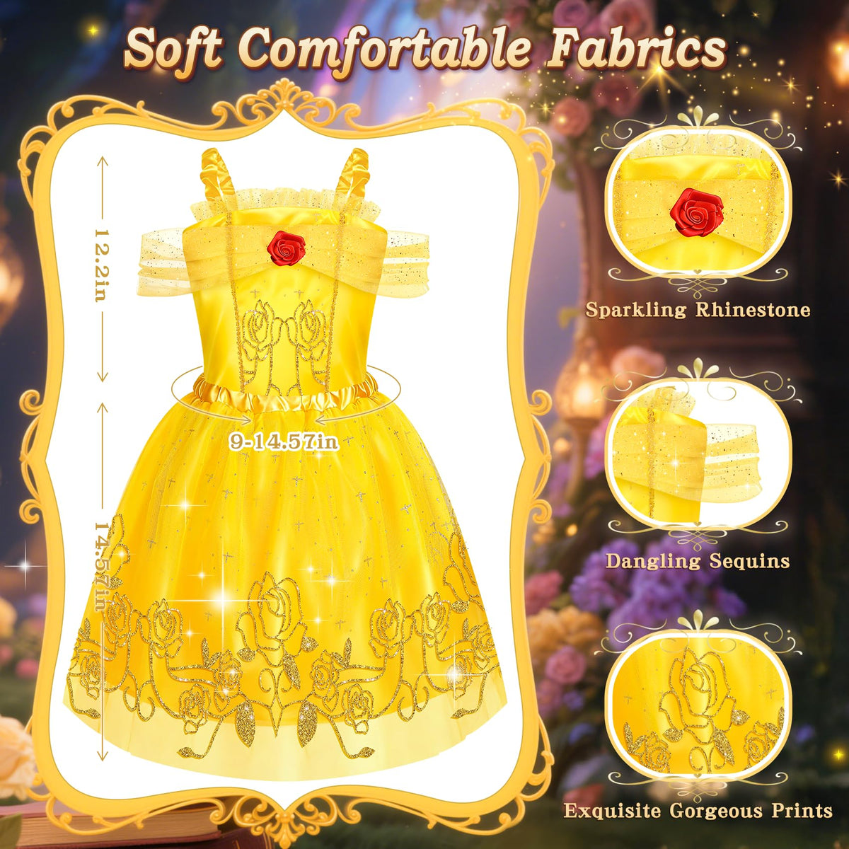 Princess Costumes for Girls, Princess Dress up Clothes for Girl 4-6