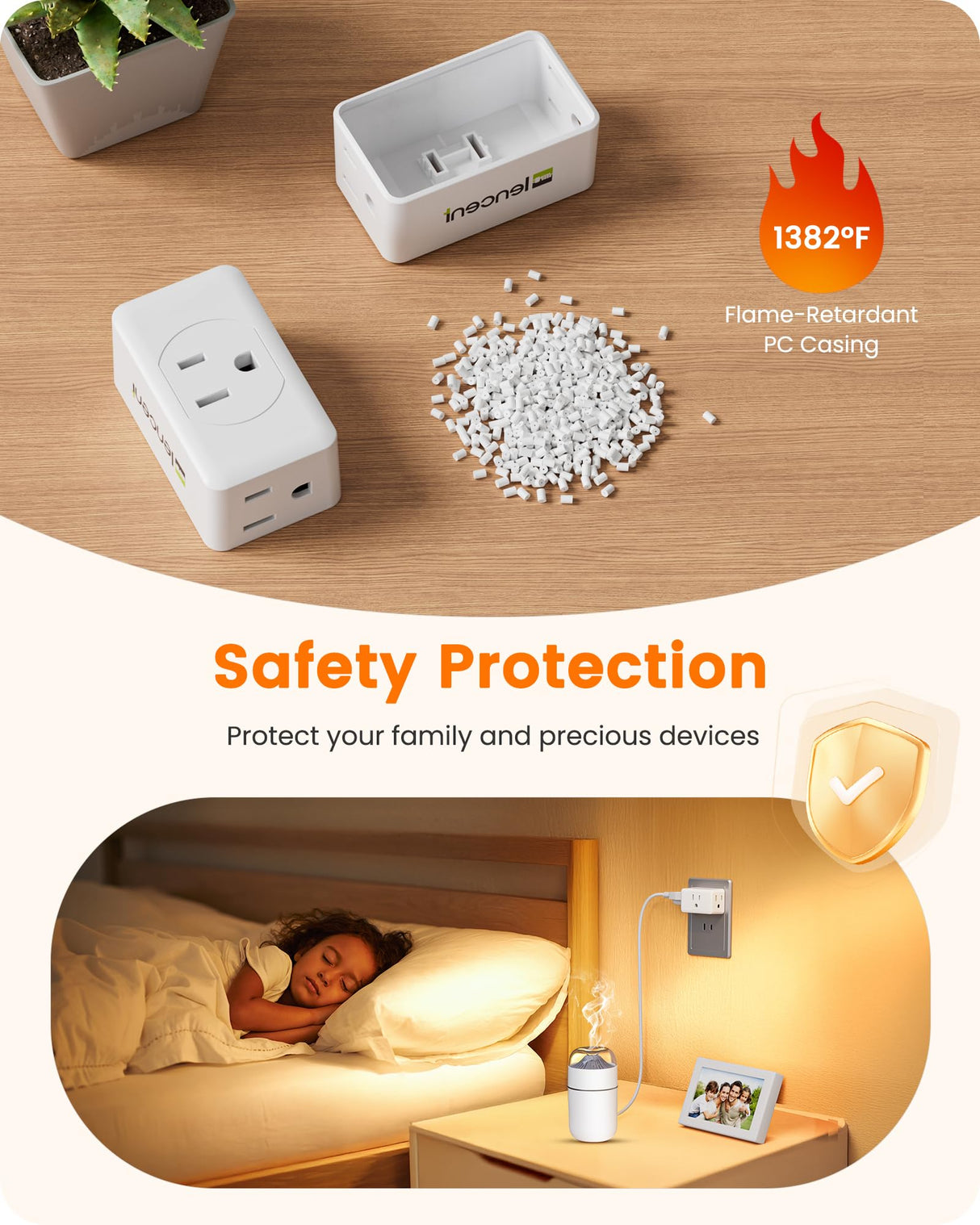 LENCENT 2 Prong to 3 Prong Outlet Adapter,Wall Plug Extender,Multiple Outlet Wall Plug with 3 AC Outlets,Non Grounded Outlets Expander for Japan Travel Kitchen Office Bathroom Older House,4 Pack
