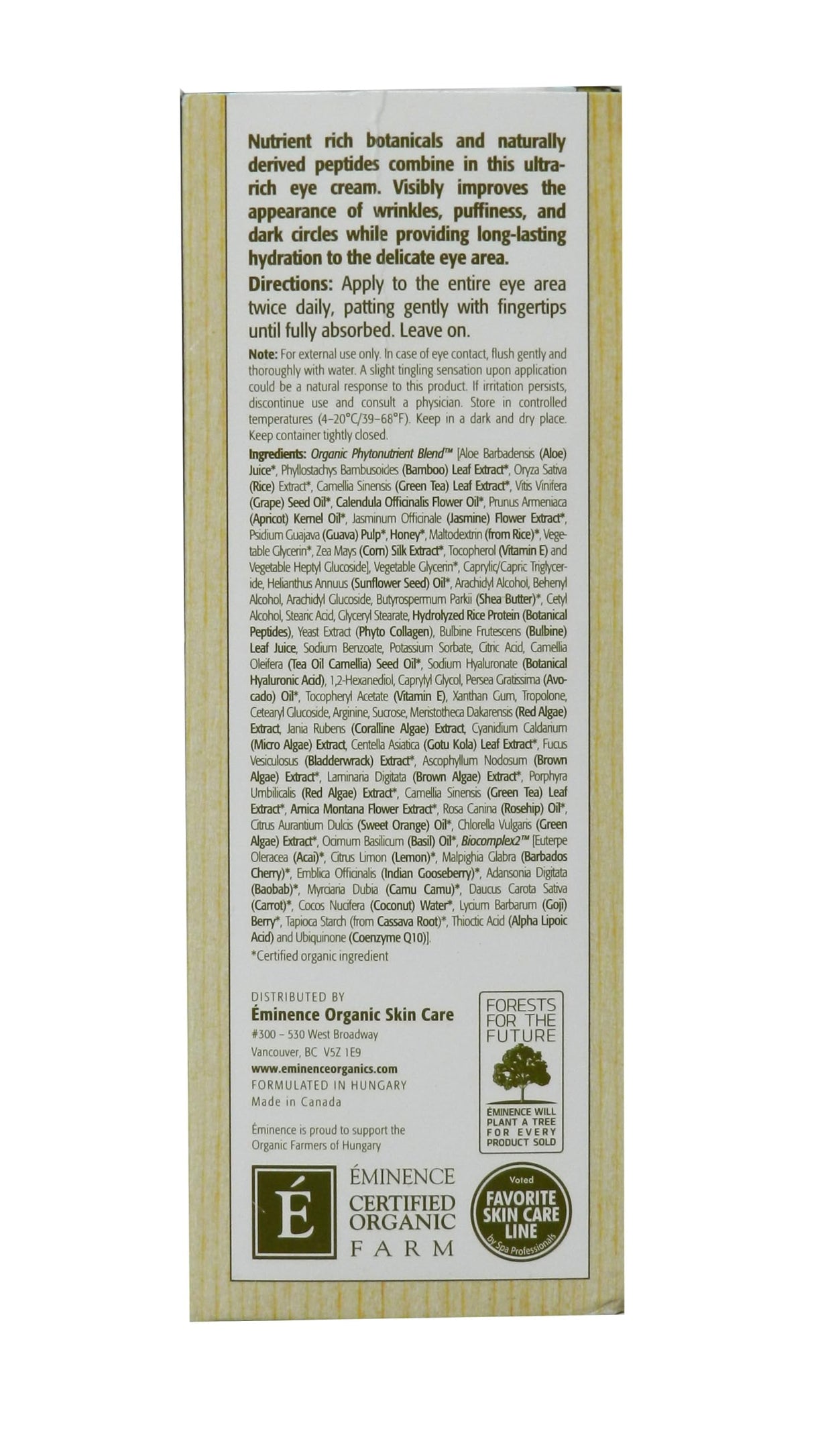 Eminence Organic Skincare Marine Flower Peptide, Eye Cream, 1.05 Ounce