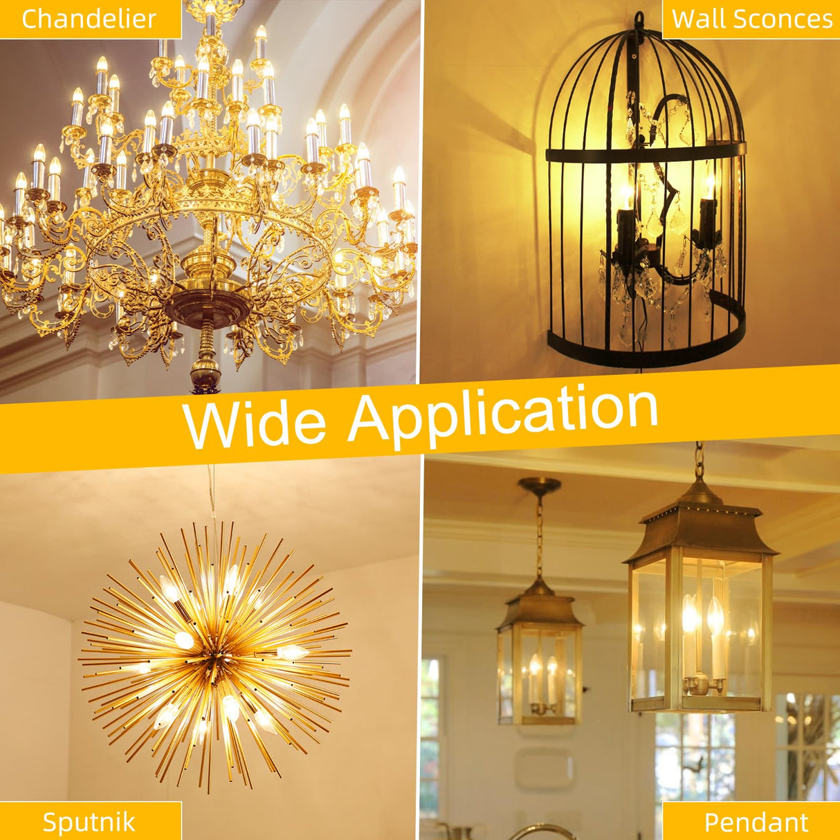 GvvooHome E12 Candelabra Bulb 40 watt Equivalent, E12 LED Bulb Dimmable Chandelier Light Bulbs, B10 Candle Light Bulbs 2700K Soft White, 90+CRI, 400LM, Clear Glass, 12 Pack