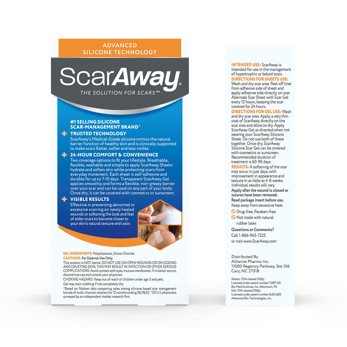 ScarAway Complete Scar Treatment Kit, Clinically Supported Treatment for Scars (2) Tan Medical-Grade Silicone Scar Sheets (1.5" x 3") and Silicone Gel (0.35 Oz), Water-Resistant & Self-Adhesive