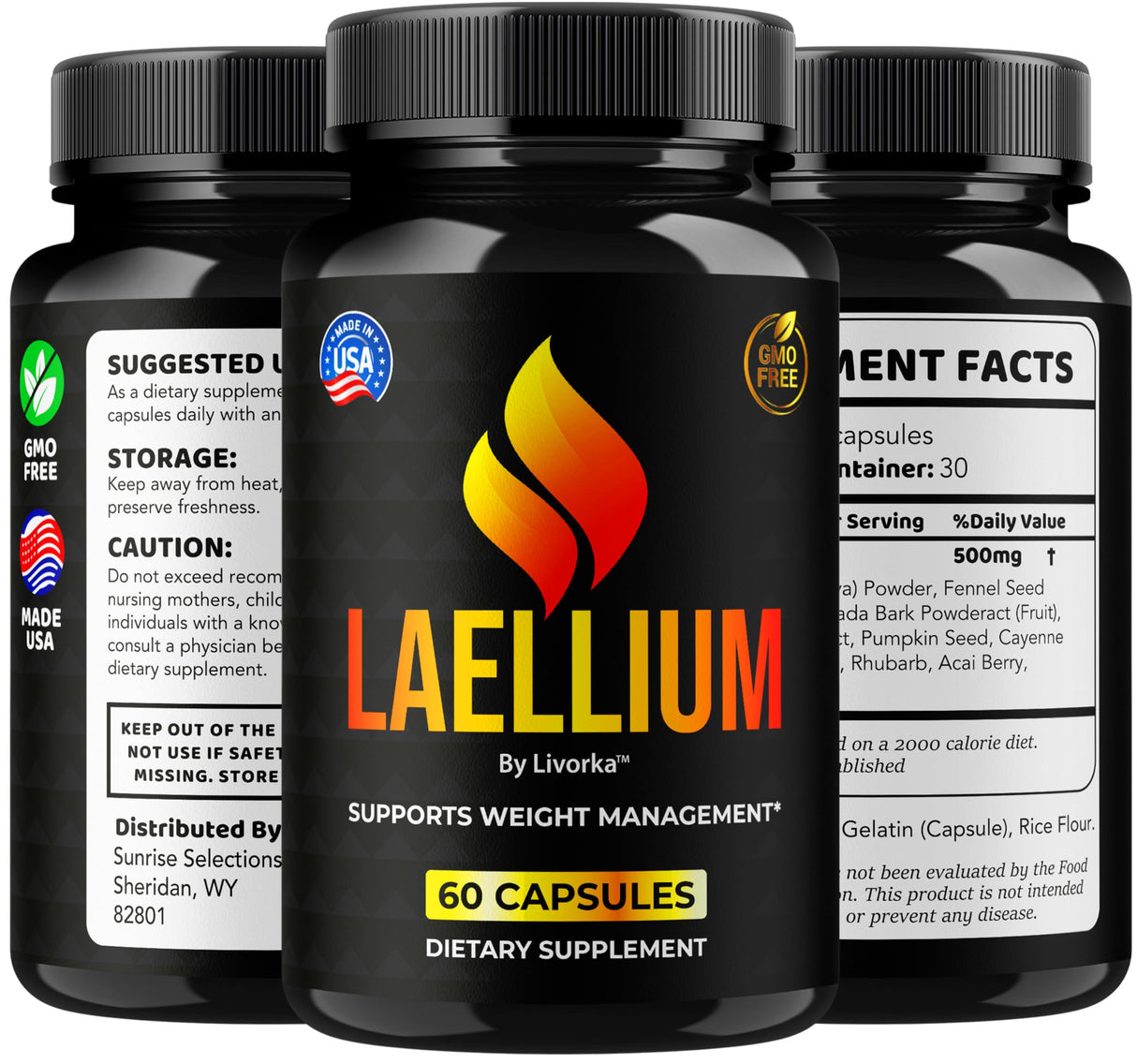 (2 Pack) Laellium Pills - Advanced Daily Formula All Natural Ingredients, Laellium Supplement Capsules, Premium Support Maximum Strength for Overall Health & Wellness, 120 Capsules for 2 Months