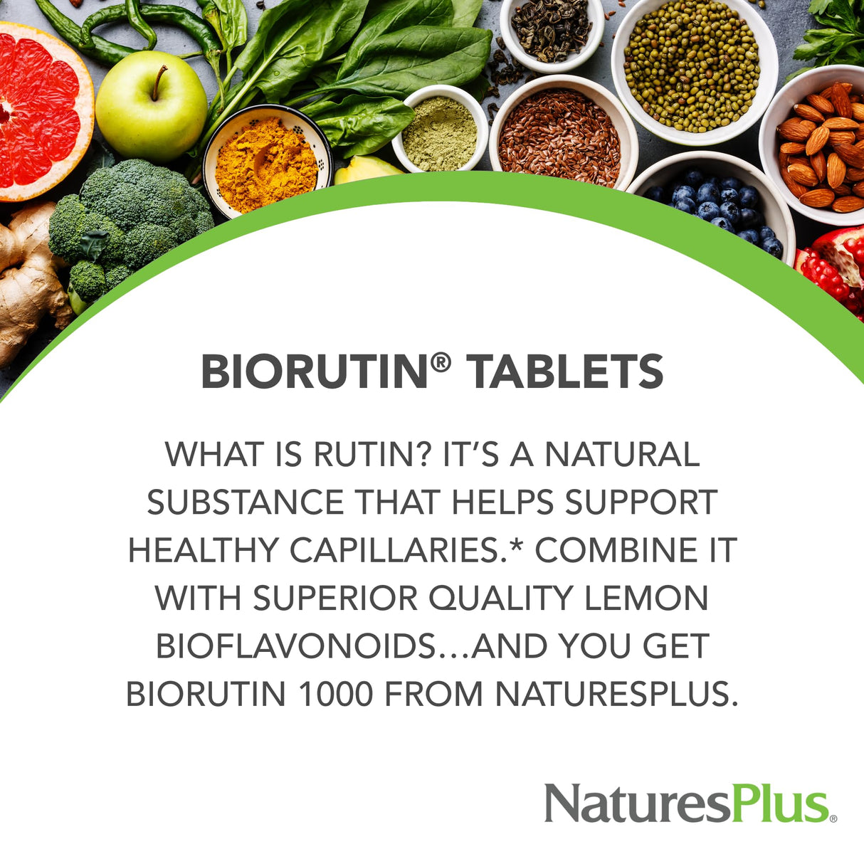 NaturesPlus Biorutin - 1000mg, 90 Tablets - Bioflavonoid & Rutin Complex - Vegetarian, Gluten Free - 90 Servings