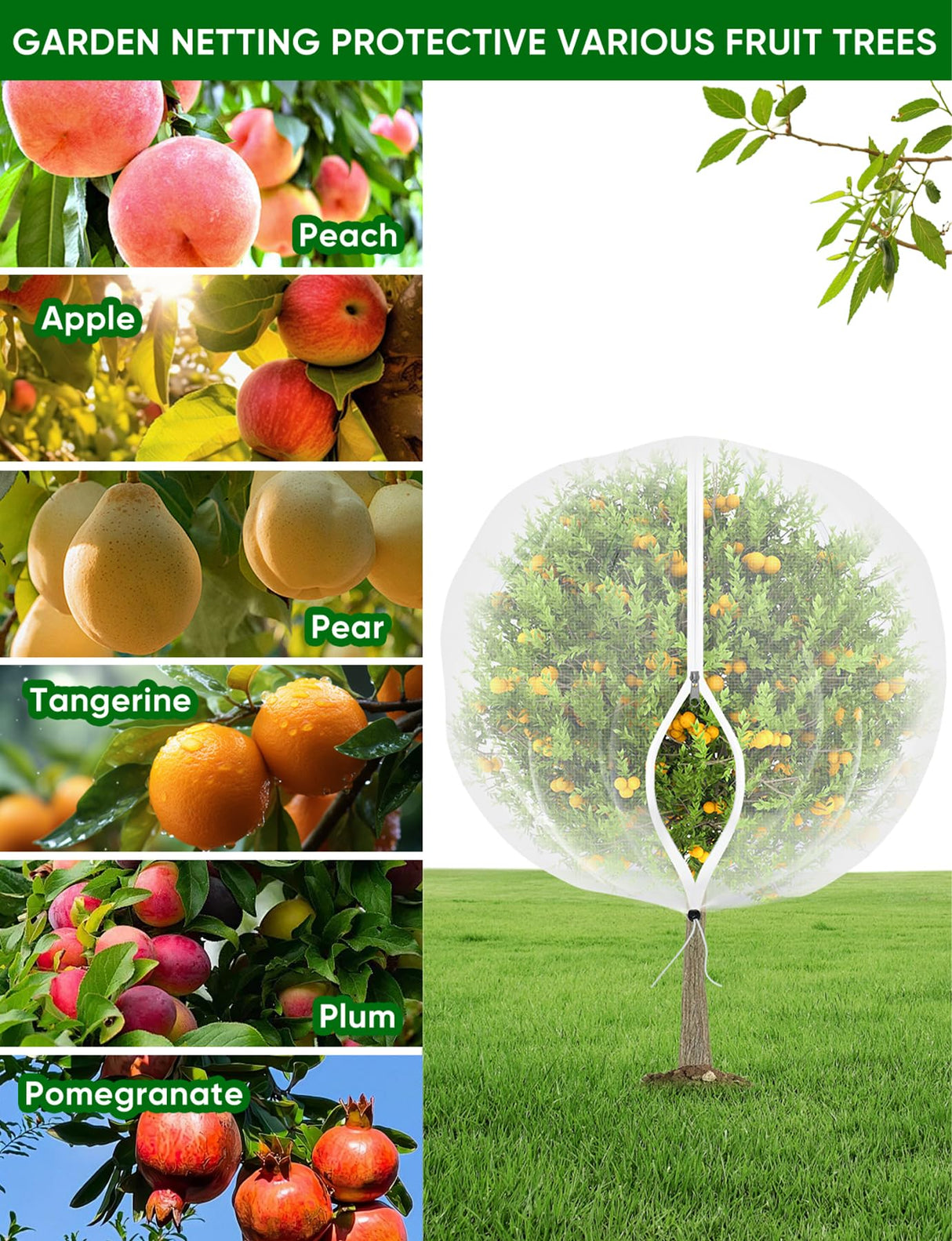 Large Fruit Trees Netting Cicadas - 2Pcs 3.3X3.3FT with Zipper and Drawstring,bird Mesh Covers for blueberry bushes,Garden Apple Pear Peach Orange Tree Fruit Tomato Bug Plant Protection (2, 3.3X3.3FT)