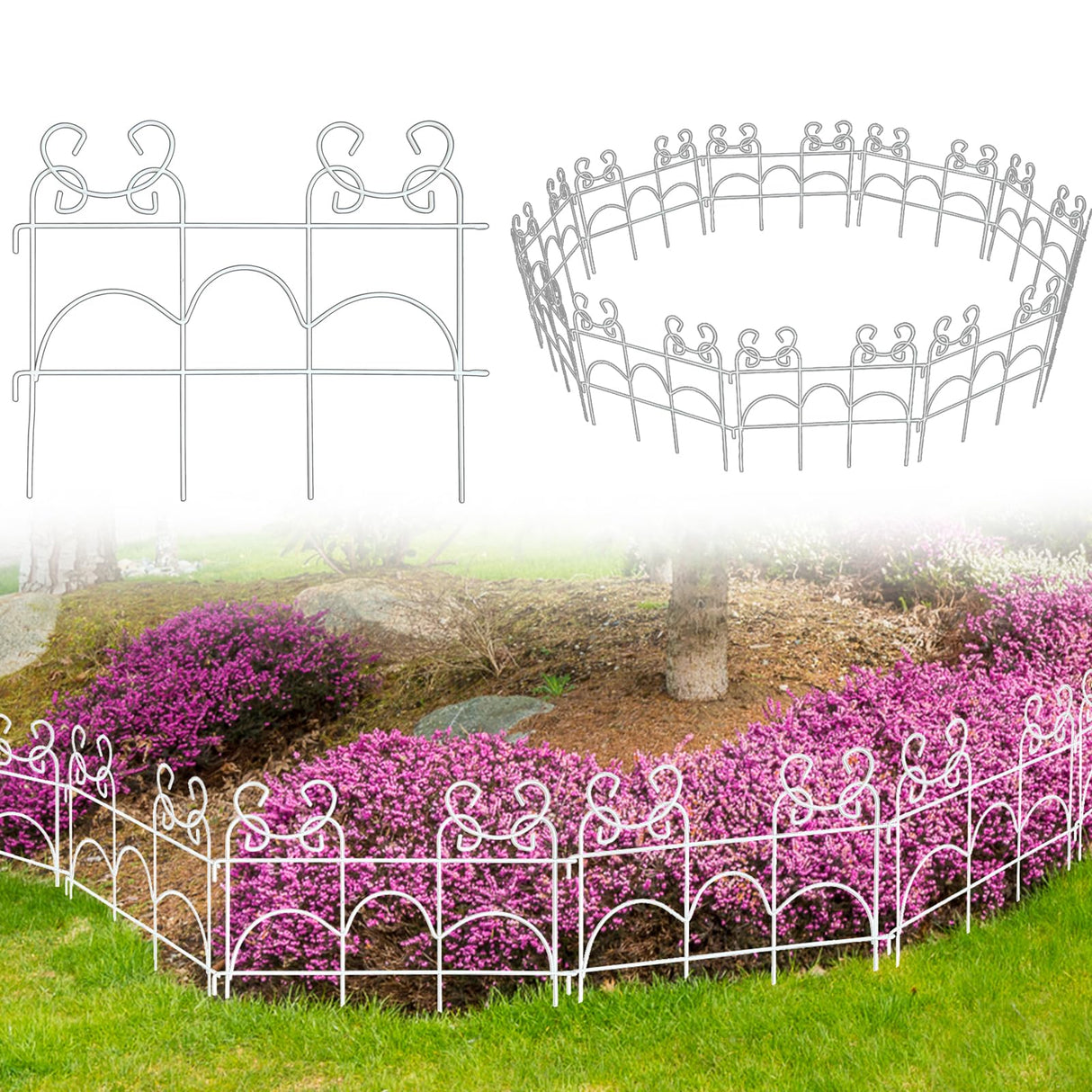 ARIFARO Decorative Garden Fence, 10 Pack, 14 ft Metal Flower Bed Border Fence, Small Fence for Garden Edging, No Dig Movable Panels for Lawn Patio Yard(13" H x 17" W )