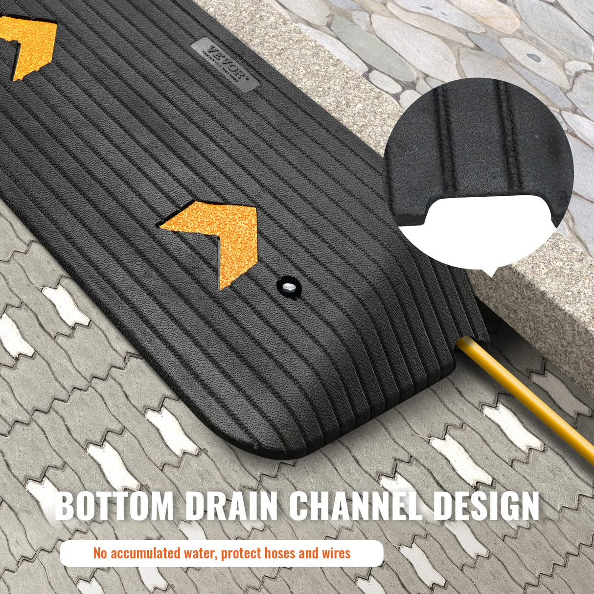 VEVOR 3" Rise Rubber Threshold Ramp for Doorway,Door Ramp with Non-Slip Textured Surface,33069lbs Load Capacity, Rubber Curb Ramp for Wheelchair and Scooter