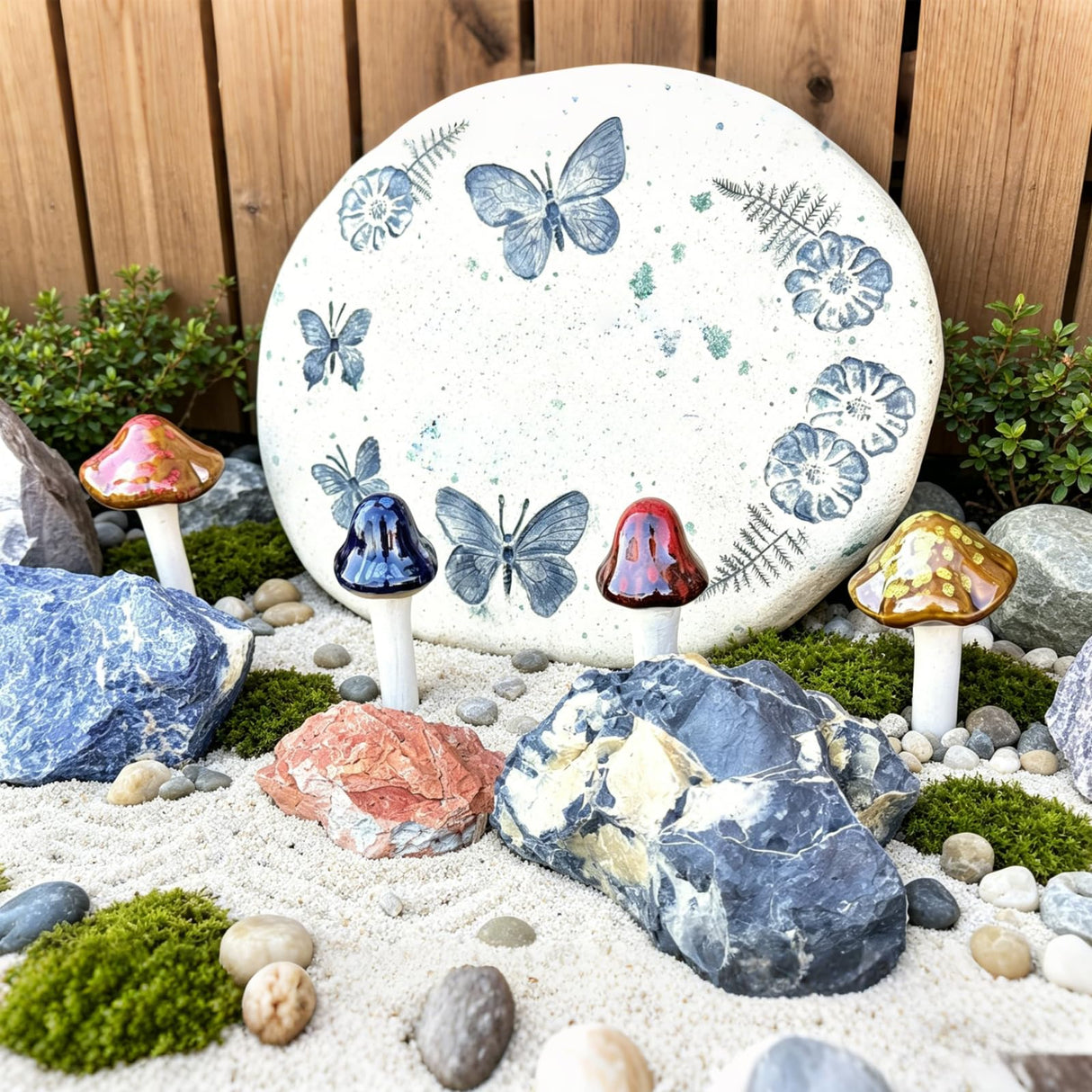 csjzzt 10 Pack Ceramic Garden Mushrooms, Garden Decor,Lawn Ornament Decor Mushrooms for Fairy Garden, Patio, Indoor Plant Pots, 4.7" Tall Pottery Mushroom Statues (10)