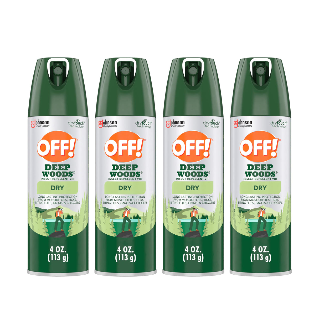 OFF! Deep Woods Insect Repellent Aerosol, Dry, Non-Greasy Formula, Bug Spray with Long Lasting Protection from Mosquitoes, 4 Oz, 4 Count