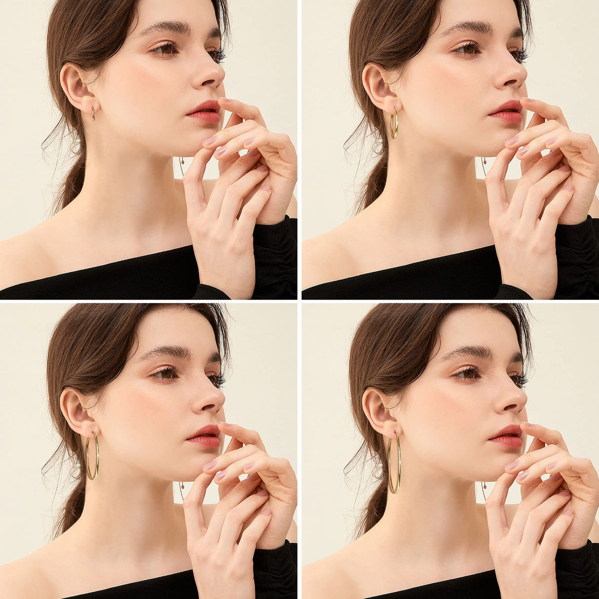Magitaco 8 Pairs Clip On Hoop Earrings Stainless Steel Clip On Earrings for Women Fake Hoop Earring Spring Hoop Earring For Non-Pierced Ears G