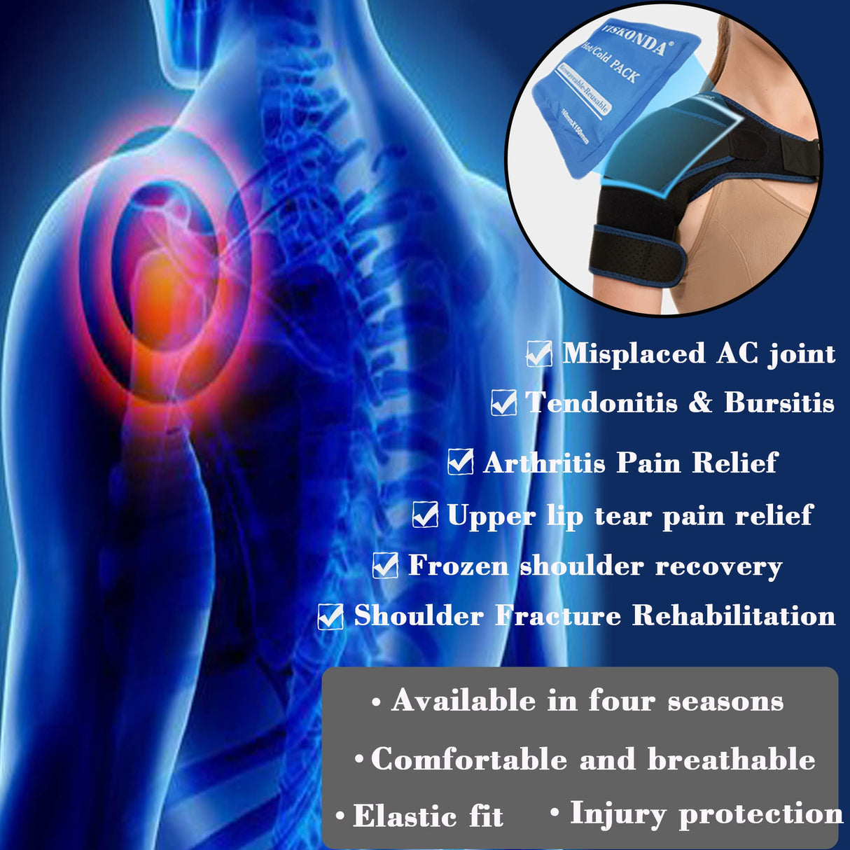 VISKONDA Shoulder Brace Sling Immobilizer and Compression Sleeve,Rotator Cuff Injury Supports for AC Joint Pain Relief,Arm Stability,Tear,Bursitis,Swelling,Tendonitis,for Men and Women (Small)