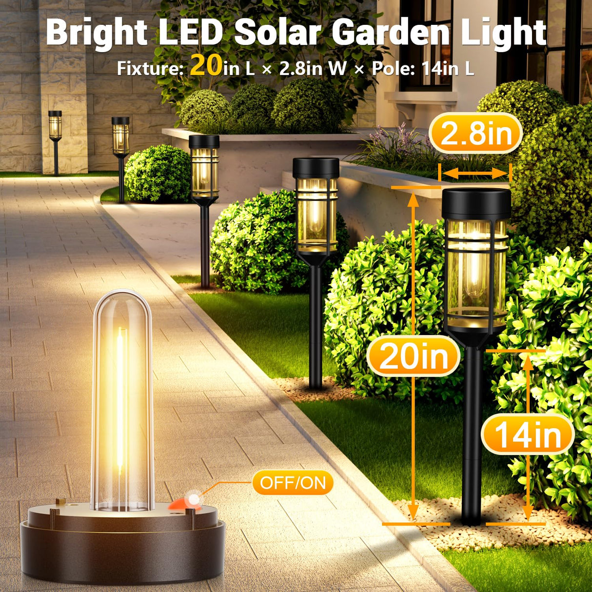 Amzarp 12 Pack Solar Garden Lights, Bright LED Solar Pathway Lights Outdoor IP65 Waterproof Rugged Shatterproof Auto On/Off for Landscape Garden Yard Walkway Driveway Lawn Lighting (3000K Warm White)