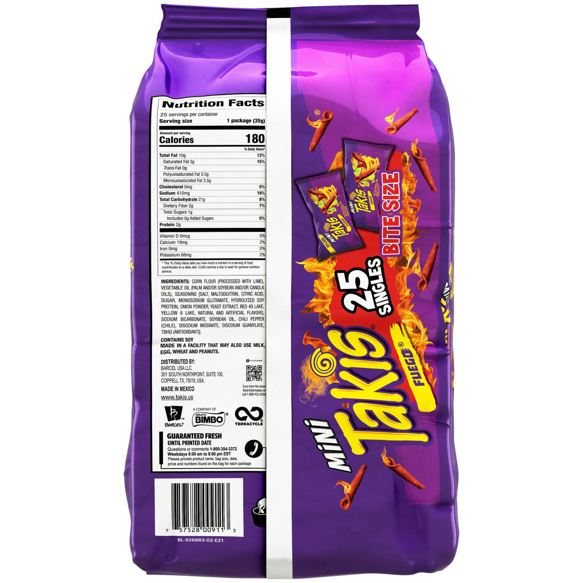 Takis Mini Rolled Tortilla Chips Multipack - Fuego, 25 Count / 1 oz