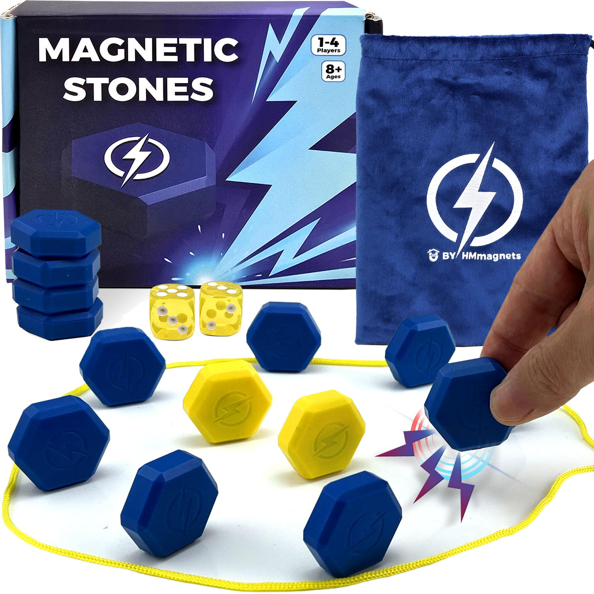 Upgraded (Multi-Level) Magnet Chess Game with String & Stones - Super Fun Magnetic Game for Kids & Adults | Premium Set with 22 Larger & Stronger Stones (1.45"×1.35" Enclosed Magnets) & Travel Pouch