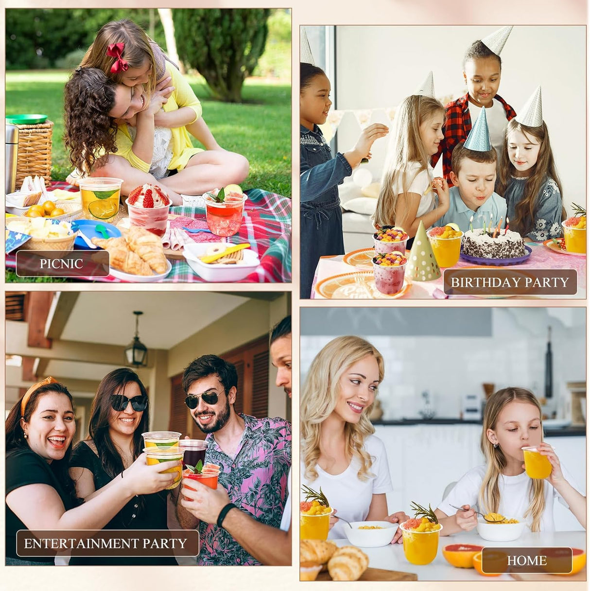 KesaPlan 100 Pcs Disposable Stemless Glasses 12oz Crystal Plastic Wine Glasses Clear Classic Cup for Meeting Weddings Birthdays Cocktail Christmas Party Supplies