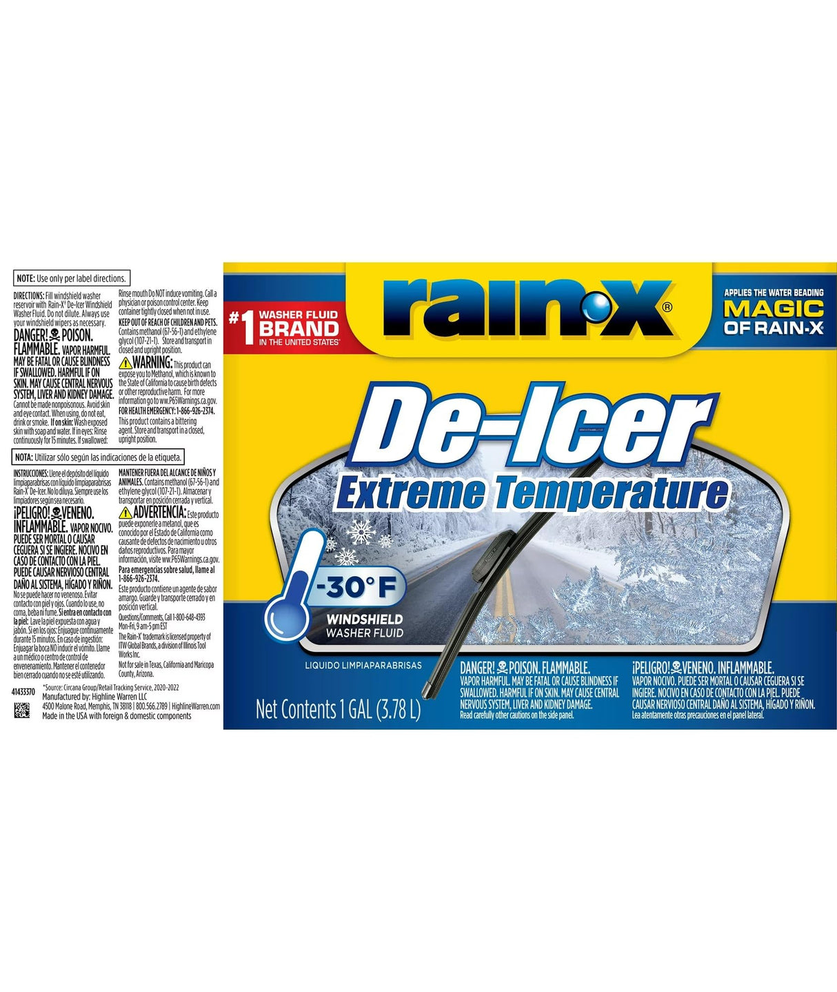 Rain-X -30°F Extreme Temperature De-Icer Windshield Washer Fluid - 1 Gallon