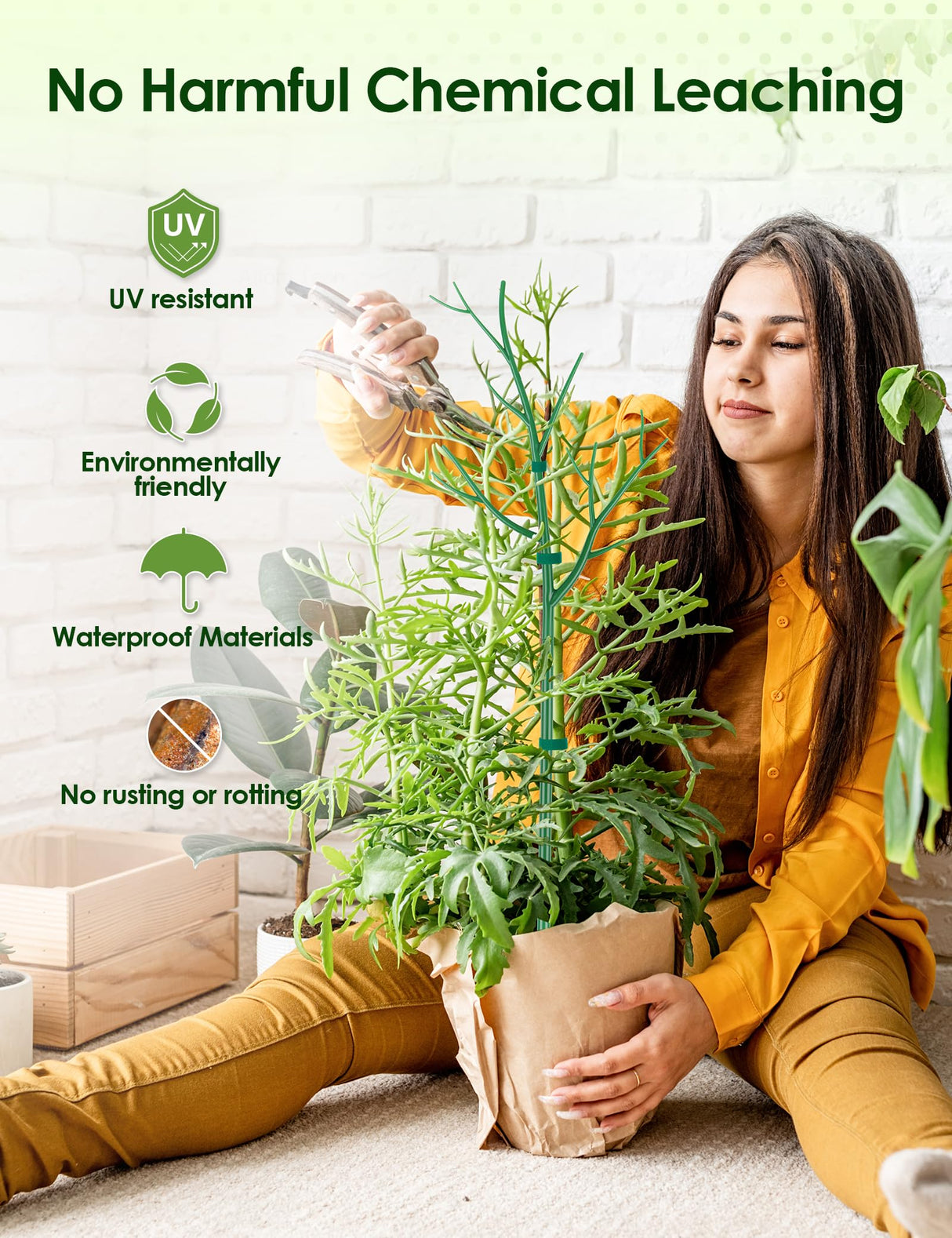 NiHome 28" Plant Support Stakes Set of 6 for Indoor & Outdoor Garden