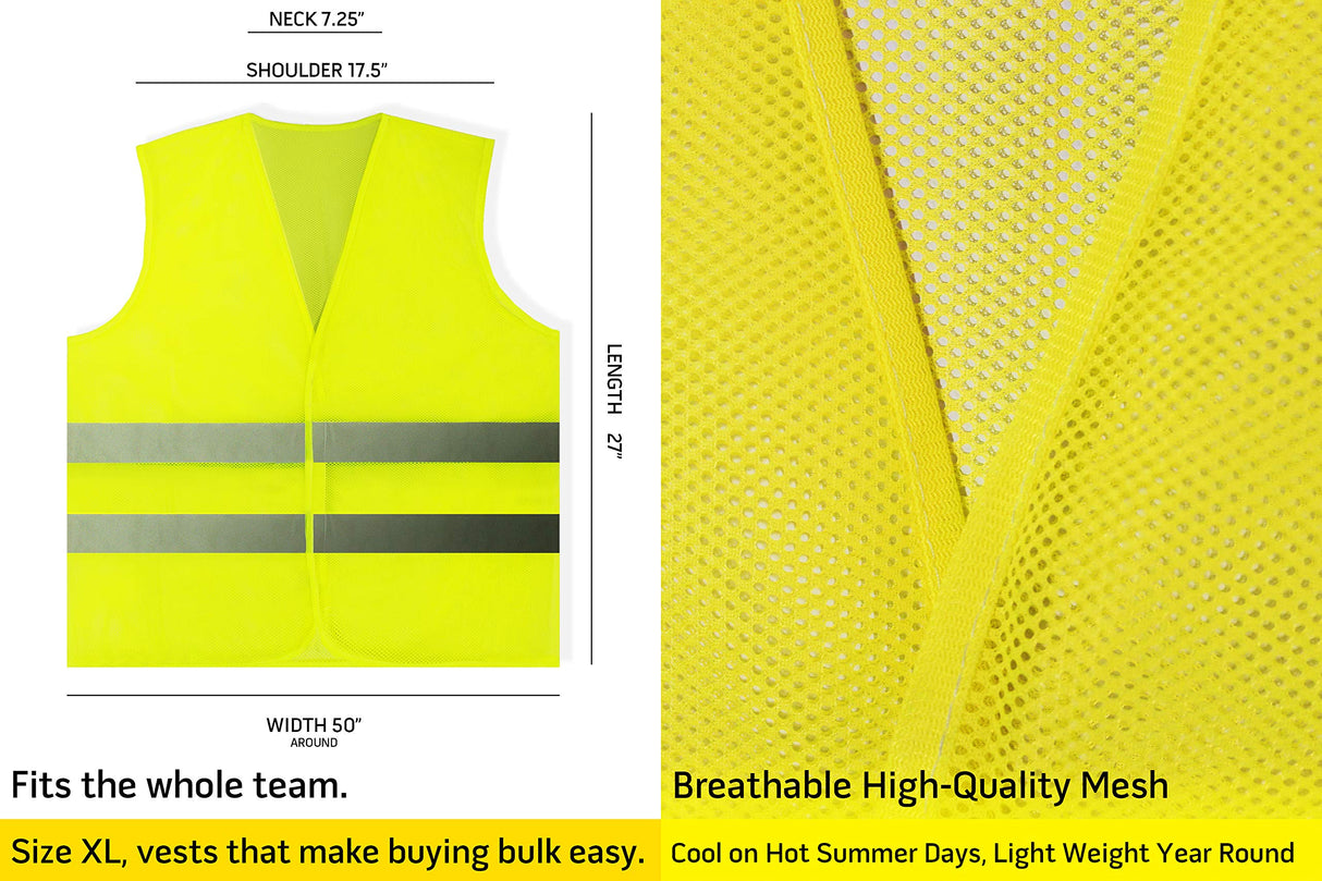 PeerBasics Safety Vests 5 Pack - Yellow Reflective High Visibility, Men Women