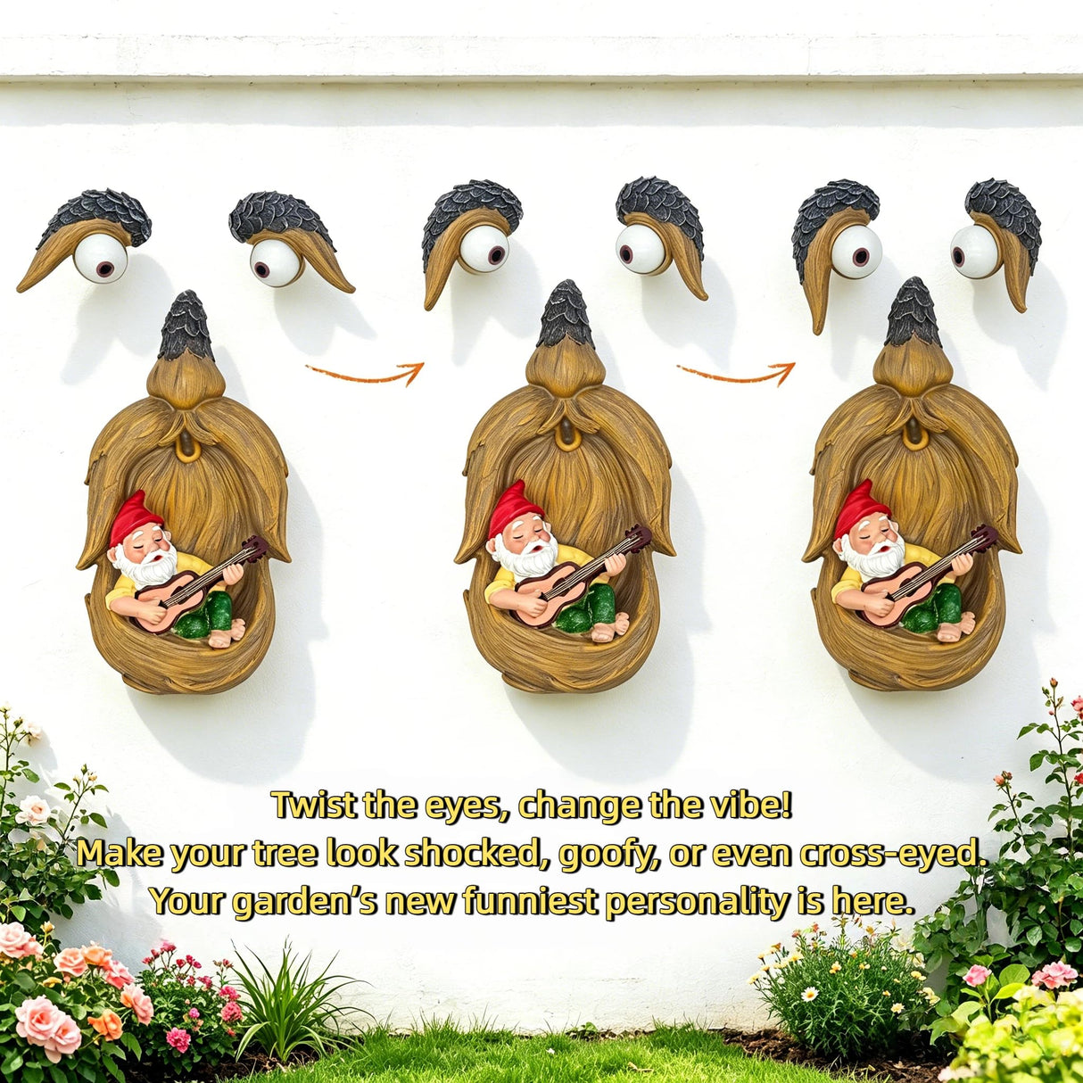 tree faces decor outdoor,tree faces,tree decorations outdoor,with gnomes