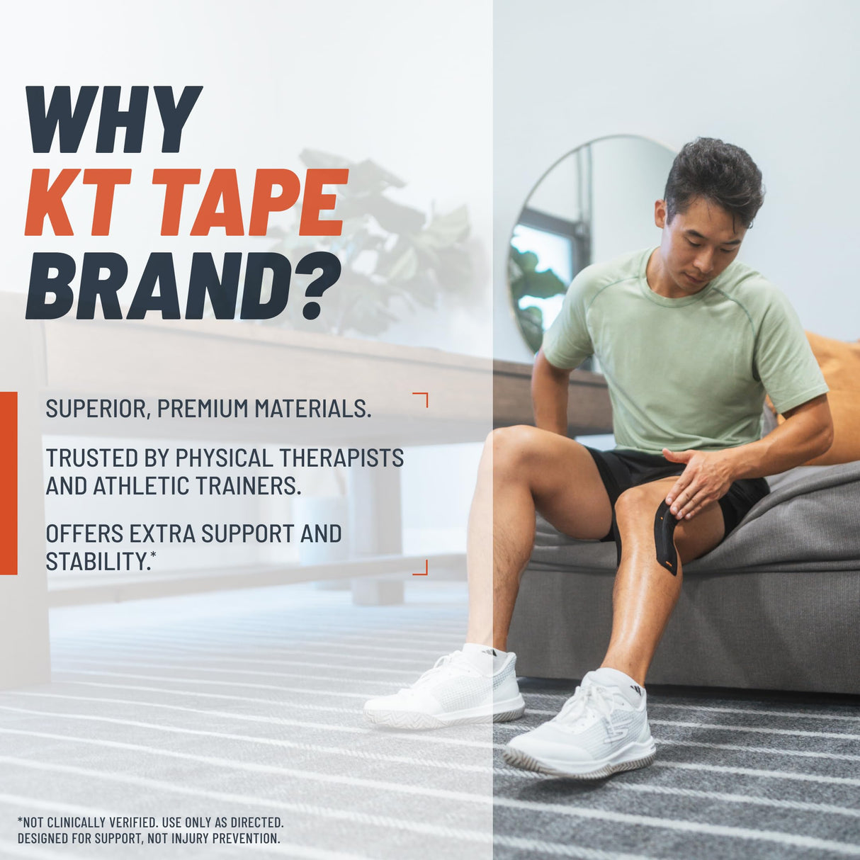 KT Tape, KT Flex Reinforced Adhesive Strips – 8 Pack, 10 in. Precut Strips in Black – Effective Support for Weak or Injured Knees, 2-Strip Application, Breathable, and Comfortable for Up to 3 Days