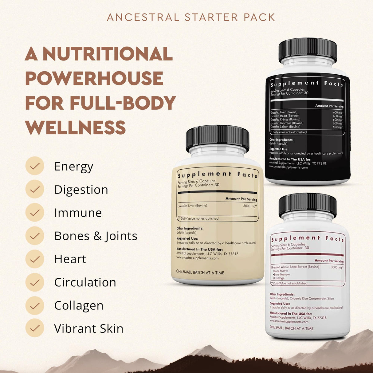 Ancestral Supplements Beef Organs and Stack Variation (Organs Starter Pack)