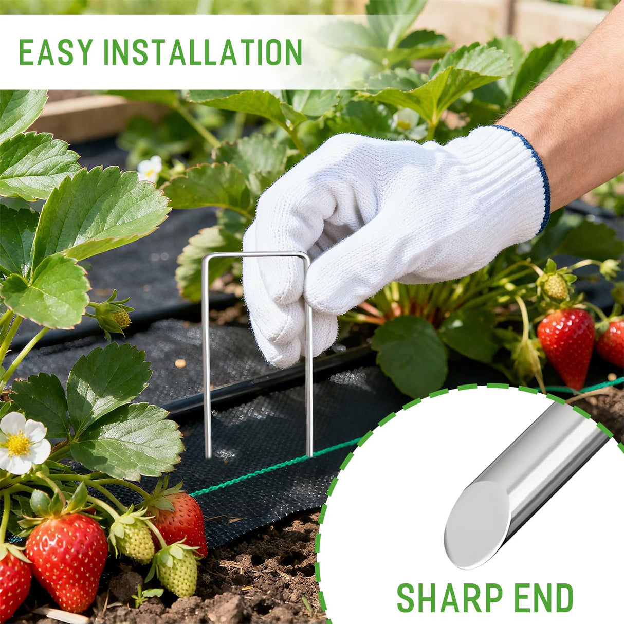 Zevlux 4 inch 200 Pack Landscape Staples Galvanized Garden Stakes