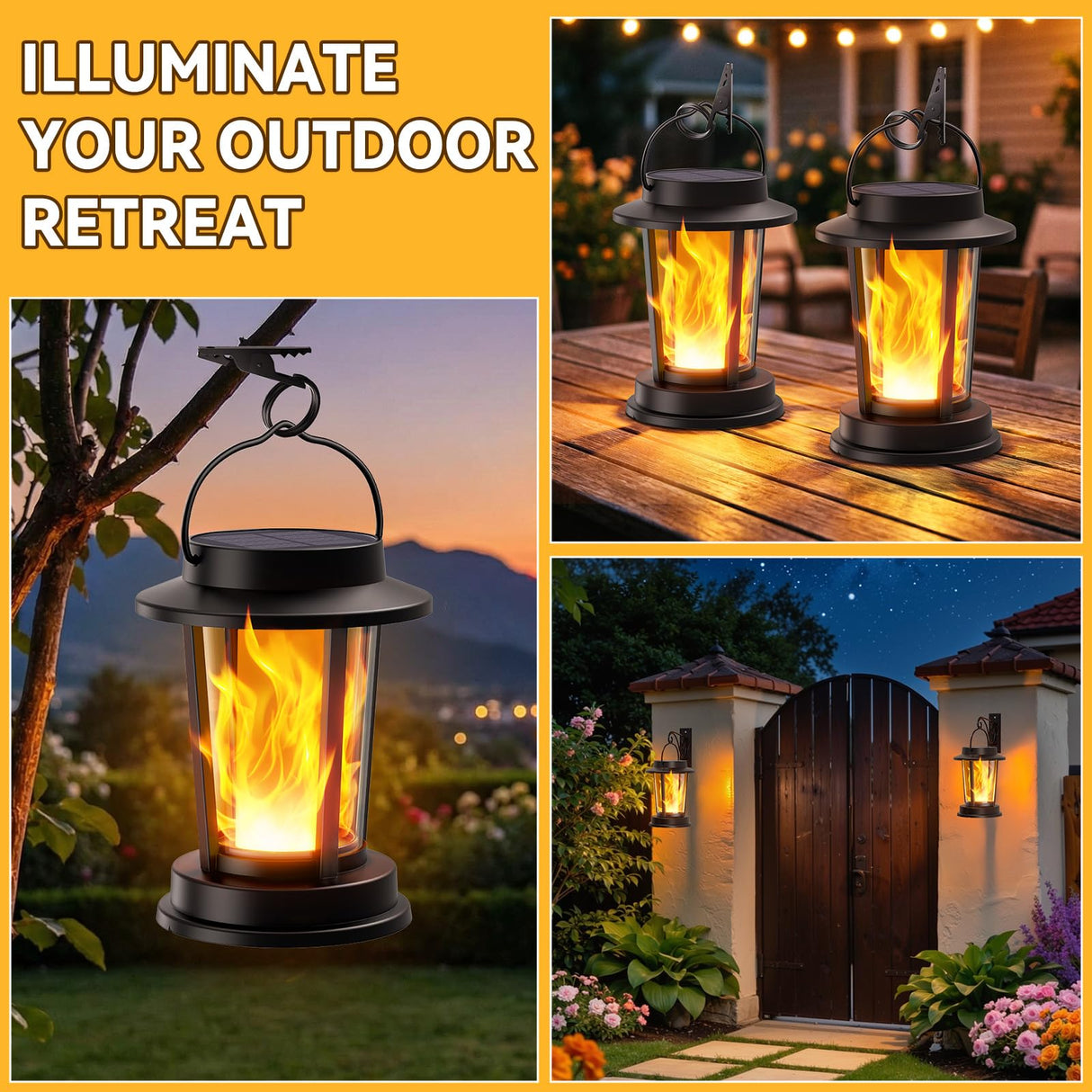 WdtPro 2 Pack Solar Lanterns Outdoor Waterproof, Upgraded Solar Lights Outdoor, Solar Powered Lanterns Decorative, Hanging Solar Lantern for Patio Garden Yard Path Porch Tree Decor Dark Gray