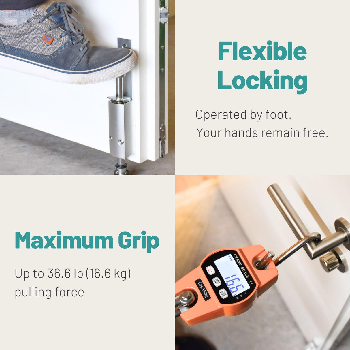 Kickdown Door Stop - Heavy Duty Door Stopper with Kick Down Step - Foot Operated Door Holder for Outdoor and Commercial Use