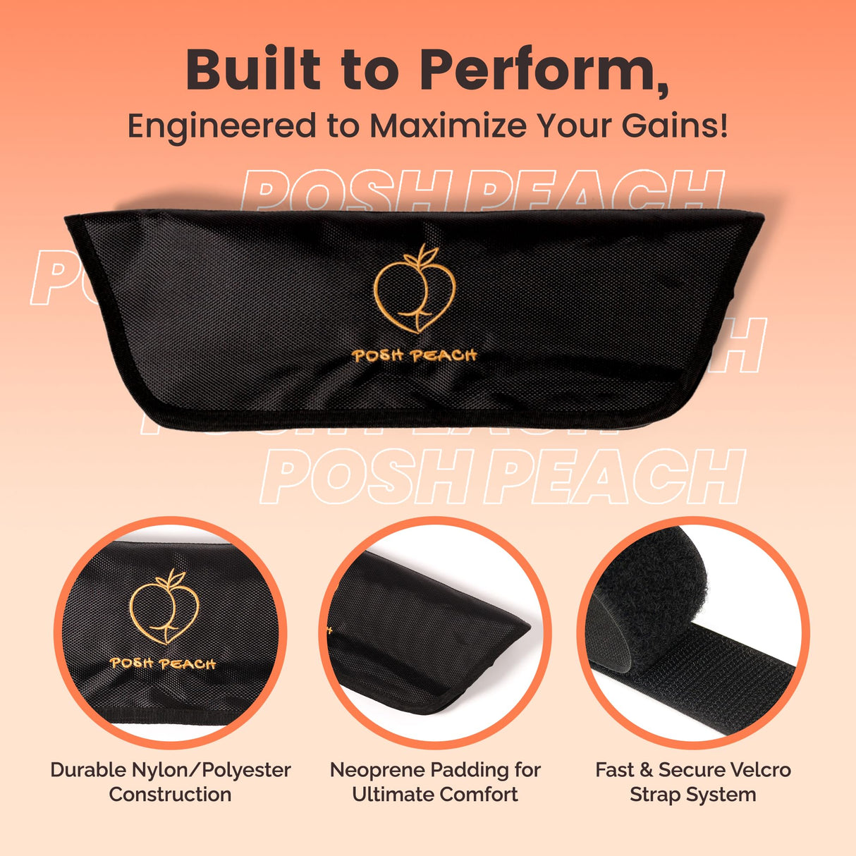 Dumbbell Hip Thrust Belt for Weights, Kettlebells & Plates | Booty Belt for Glute & Hamstring Strengthening | Non-Slip Neoprene Padding | Booty Trainer for Women and Men (Peach Fuzz)