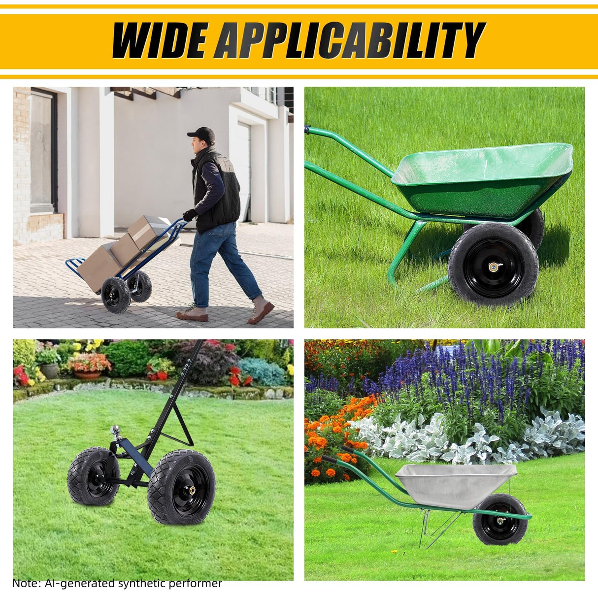 MZREXN 4.80/4.00-8" Flat Free Tire and Wheel 15" Wheelbarrow Tires
