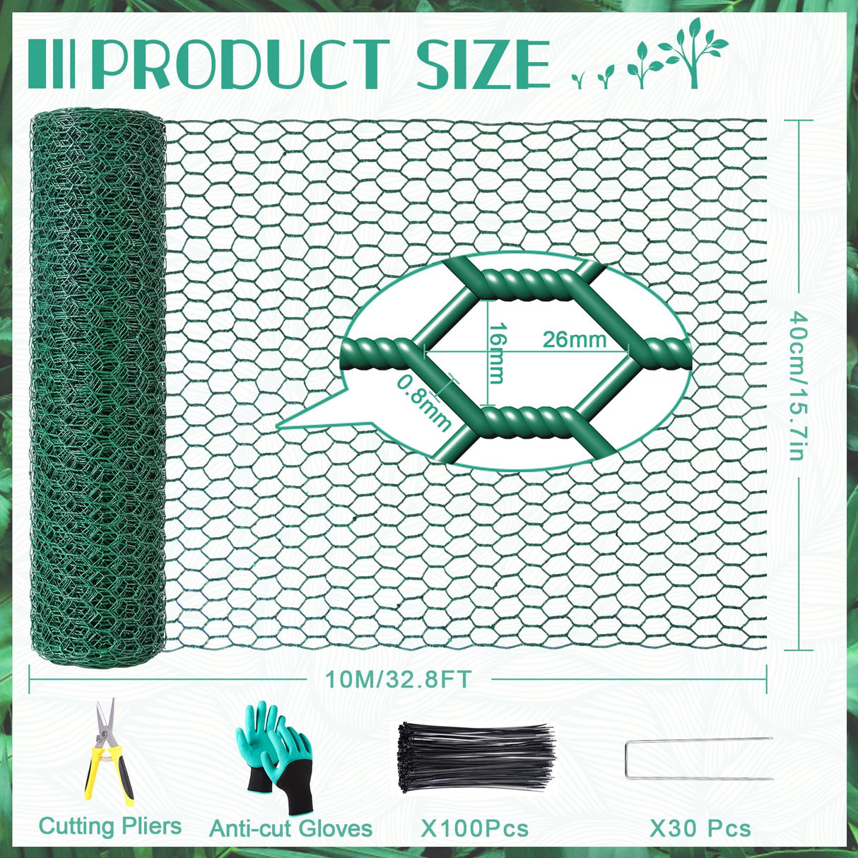 32.8ftx16In Plant Protectors from Animals,Plant Cages for Outdoor Plants