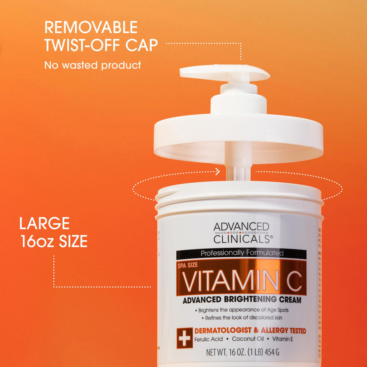 3 Pack Advanced Clinicals Vitamin C Cream Visibly Brightening Body Lotion | Vitamin C Moisturizer Skin Care Body Cream For Women & Men Helps Visibly Improve Look Of Dark Spots & Uneven Skin Tone, 16 Ounce