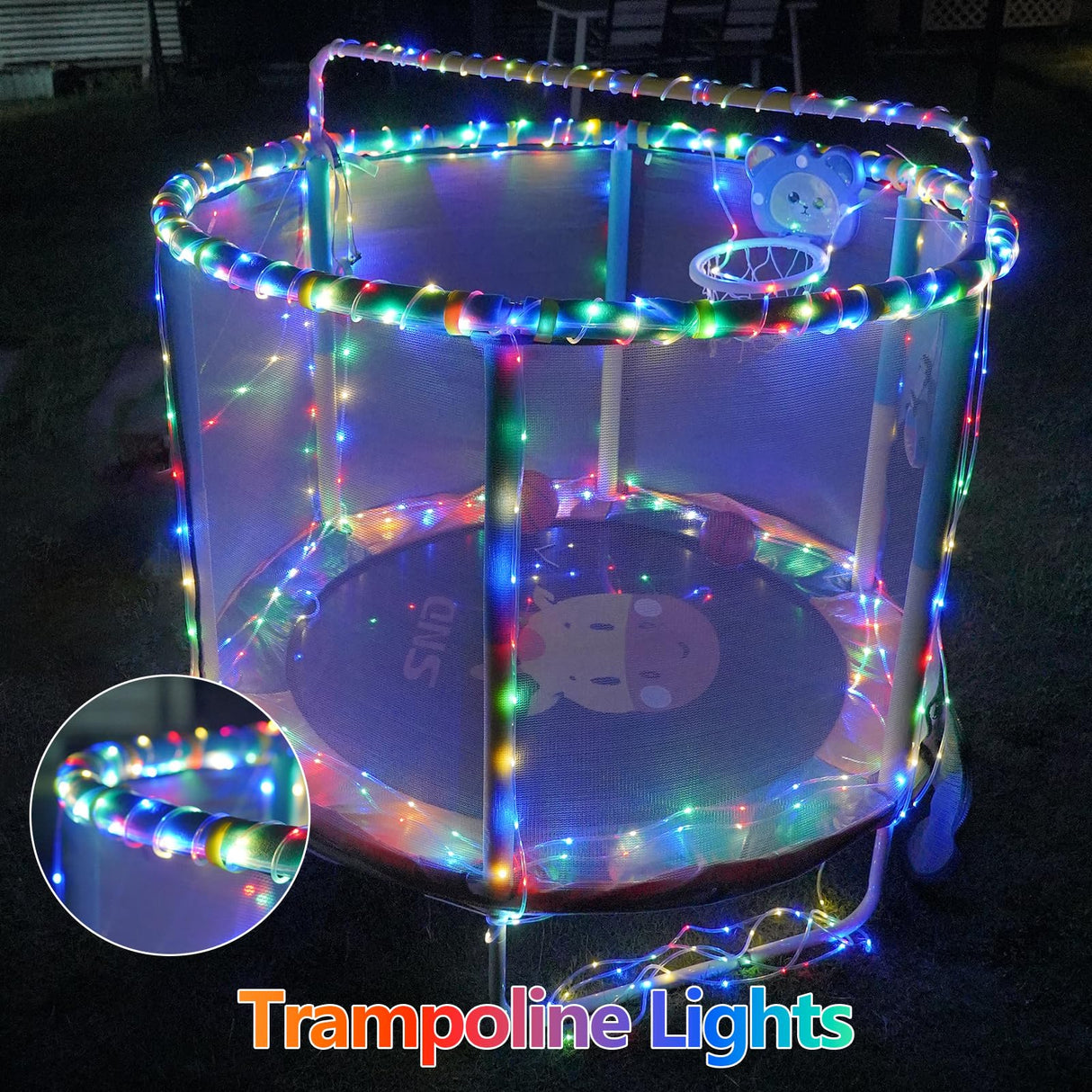 QITONG Multicolor Solar Christmas Lights, 2 Pack Each 33ft 100 LED Rope Light, Fairy Lights in Clear Thin Tube with 8 Modes