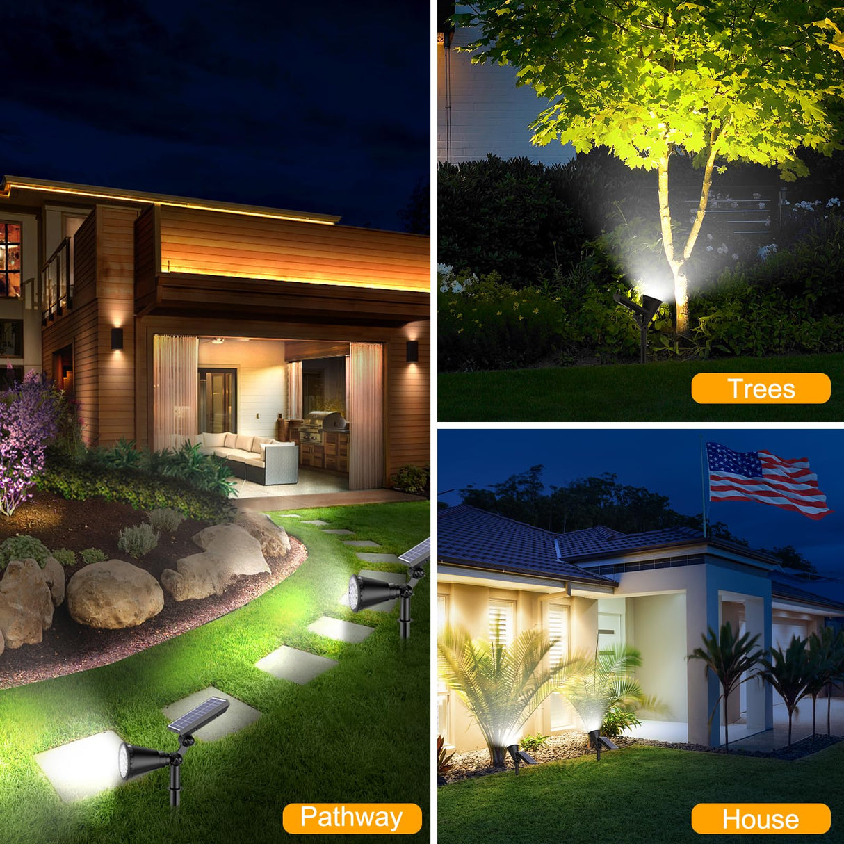 APOMAO Solar Lights Outdoor Waterproof, 36 LEDs 1000LM Adjustable Solar Spot Lights Outdoor, 2-in-1 Solar Powered Spotlight Landscape Lighting for Garden, Yard, Pathway- 2 Pack (Cool White)