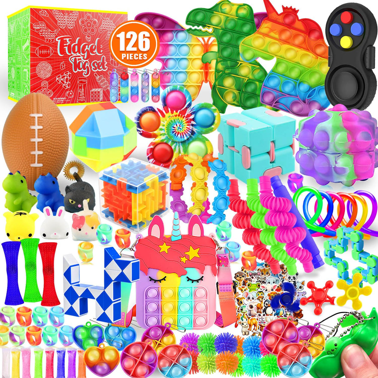 Fidget Toys, 126 Pack Party Favors for Kids 8-12 4-8, Sensory Toys Bulk Autism Autistic, Treasure Box Toys for Classroom, Stocking Stuffers, Goodie Bag Stuffers, Christmas Birthday Gifts Prizes