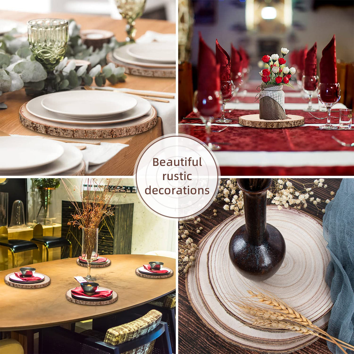 Maputune 8 Pcs 7-8 in Large Unfinished Wood Slices for Centerpieces, Natural Rustic Wooden Plate for DIY Craft, Round Wood Chips for Signage Painting Wedding Party Christmas Decor