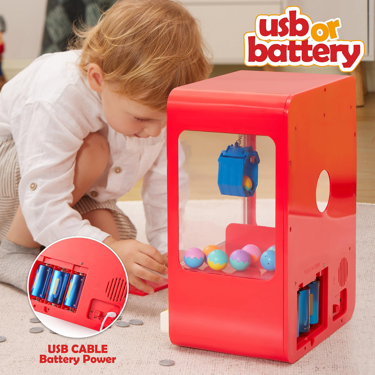 JOYIN Claw Machine Arcade Toy with LED Light & Adjustable Sound, Rechargable Dispenser Toys Mini Vending Machine for Kids - Perfect Christmas & Birthday Big Gifts for Kids, Ages 3+