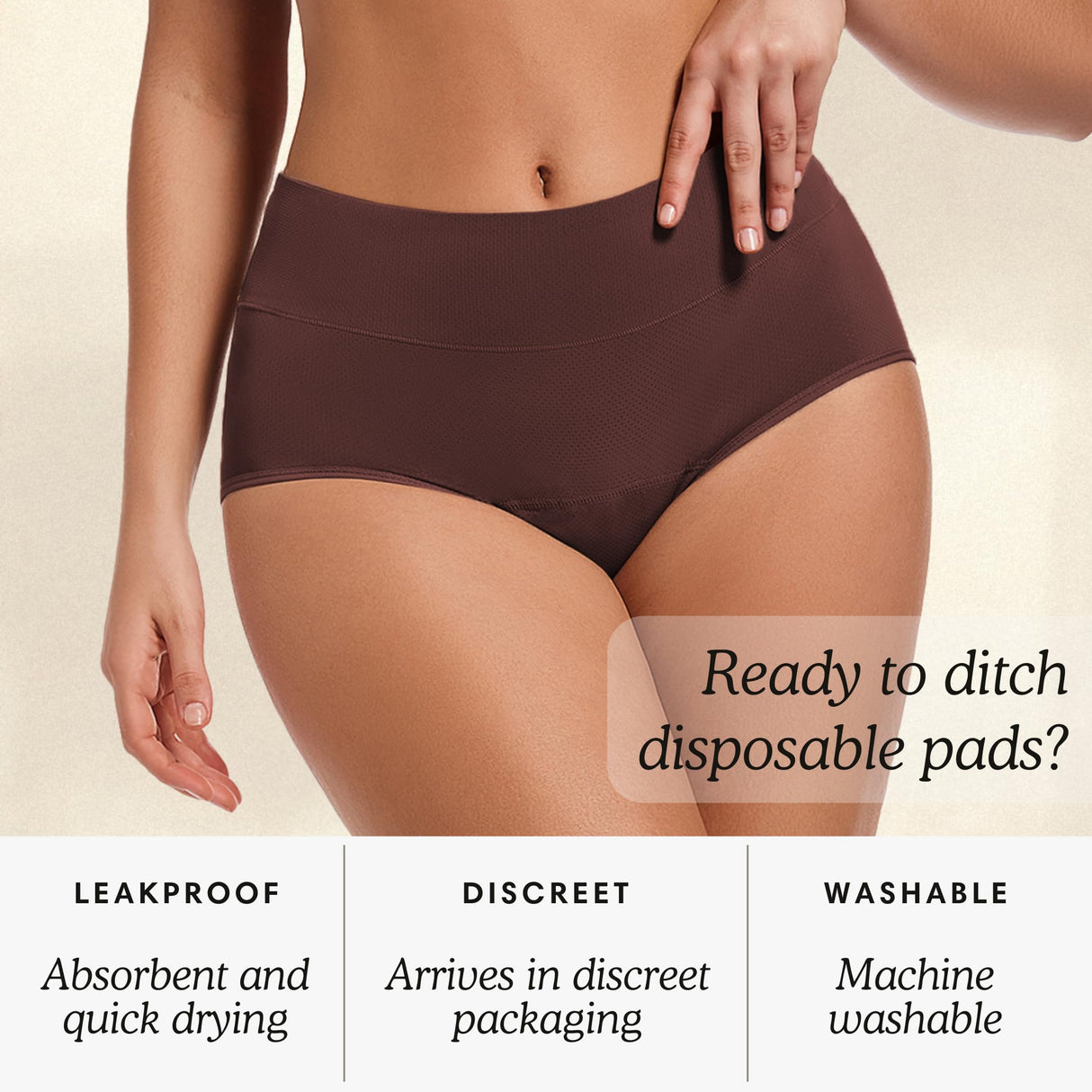 Everdries Washable & Reusable Incontinence Underwear for Women Over 60 - Leakproof, Discreet, Absorbent, Machine-Washable Panties (Comfort Plus, L, Pack of 5)