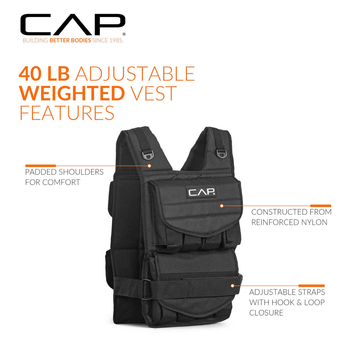 CAP Barbell Adjustable Weighted Vest, 40 Lb
