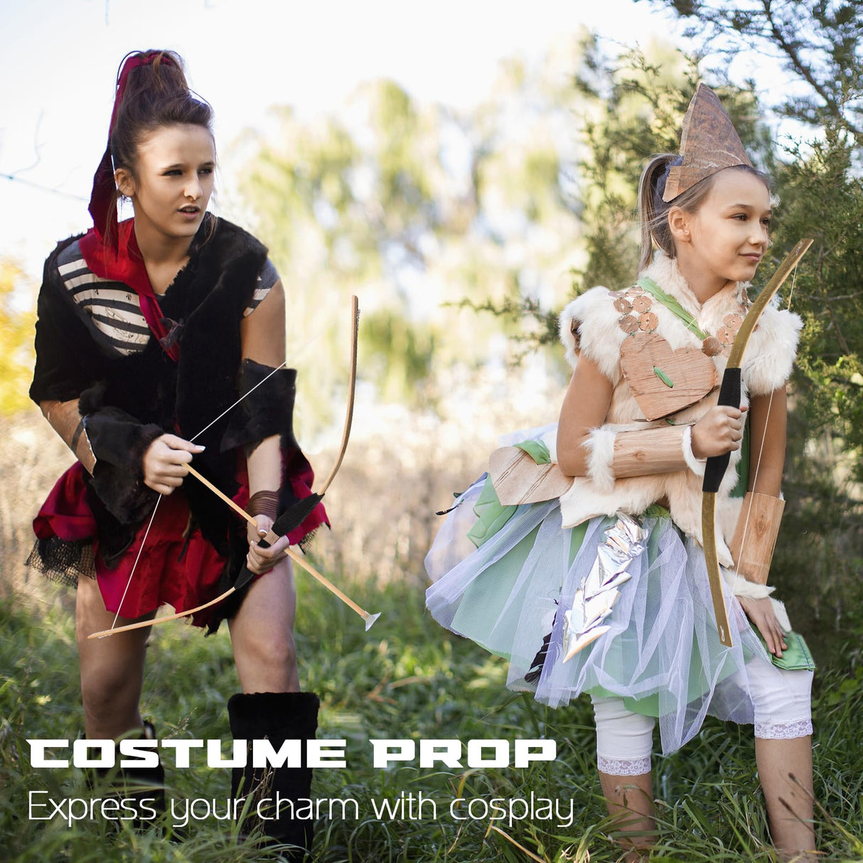 Kids Bow and Arrow Set, 24 Inch Archery Set Handmade Wooden Toy Bow and Arrow Gifts for Kids Boys Girls - Perfect for Birthdays Christmas Halloween, Cosplay Game Costume Prop Play