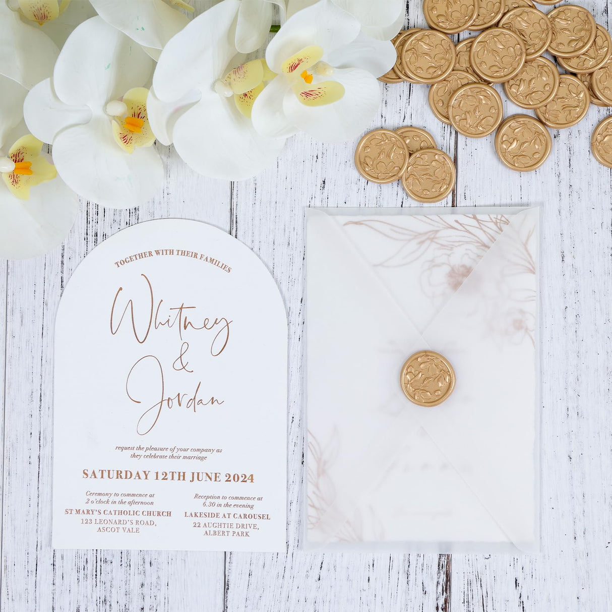 UNIQOOO Wax Seal Stickers - 3D Magnolia Wedding Invitation Envelope Botanical Seal Stickers, 100 Pcs Self-Adhesive Light Gold Stickers, Perfect for Invitations, Christmas, Gift Wrapping, Parties