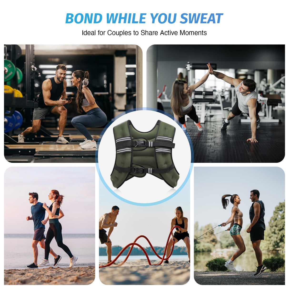 ZELUS Weighted Vest, 6lb/8lb/12lb/16lb/20lb/25lb/30lb Weight Vest with Reflective Stripe for Workout, Strength Training, Running, Fitness, Muscle Building, Weight Loss, Weightlifting, Green(16 lb)