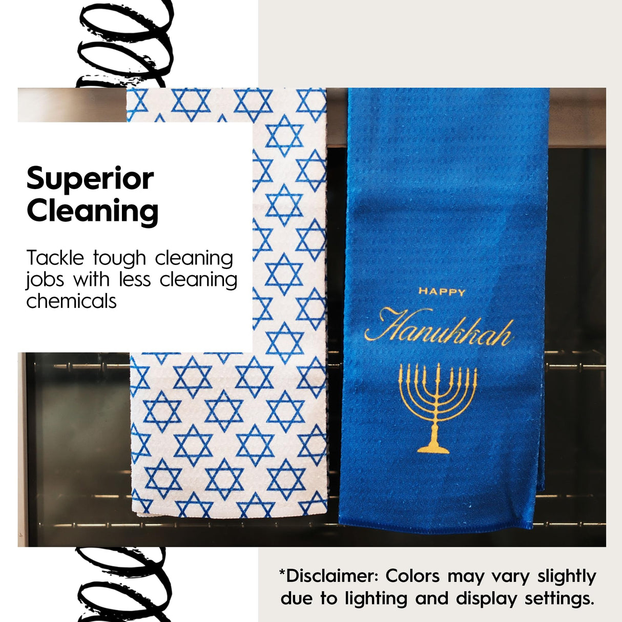 GEOMETRY Christmas Kitchen Towels - Quick Dry Microfiber Cloth Dish Towels for Kitchen Drying - Premium Quick Dry Towel, 2-Pack Set (Festive Lights + Ginger Joy (Merry Magic)