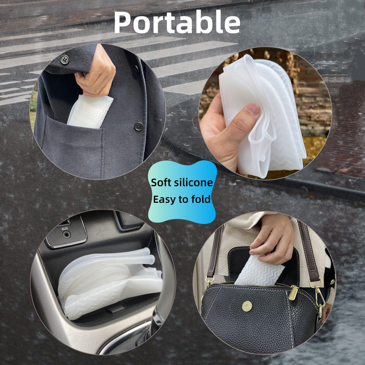 LSDWL Waterproof Shoe Covers 2 Pairs,Rain Shoe Covers Reusable Silicone Non Slip Shoe Covers for Outdoor,Rain Shoe Covers for Women and Men (Clear, X-Large)