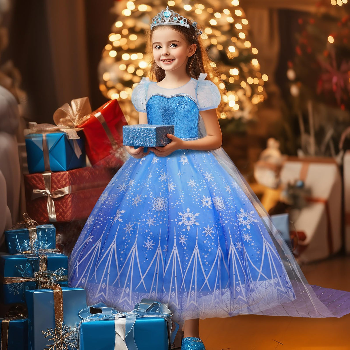 Davvew Princess Dresses for Girls Halloween Light Up Princess Costume for Little Girls Christmas Toddler Princess Dress Up Clothes