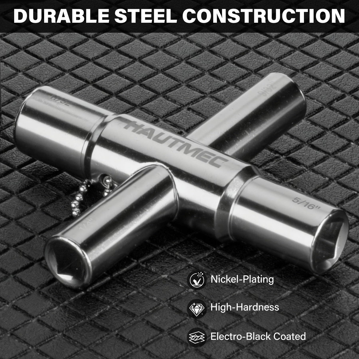 HAUTMEC 3pcs 4 Way Sillcock Water Key Faucet Valve Tool Spigot Key 1/4", 9/32", 5/16", 11/32" PL0028-3