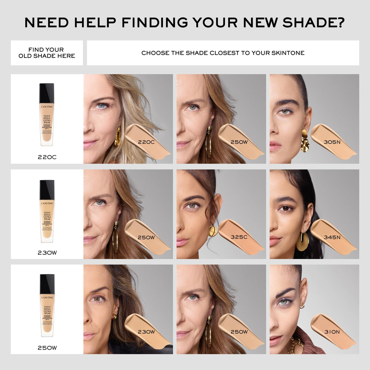 Lancôme Teint Idole Ultra Wear Buildable Full Coverage Foundation - Longwear & Waterproof - Natural Matte Finish - 250W (Light to Medium Skin with Warm/Peachy Undertones), 1 Fl Oz