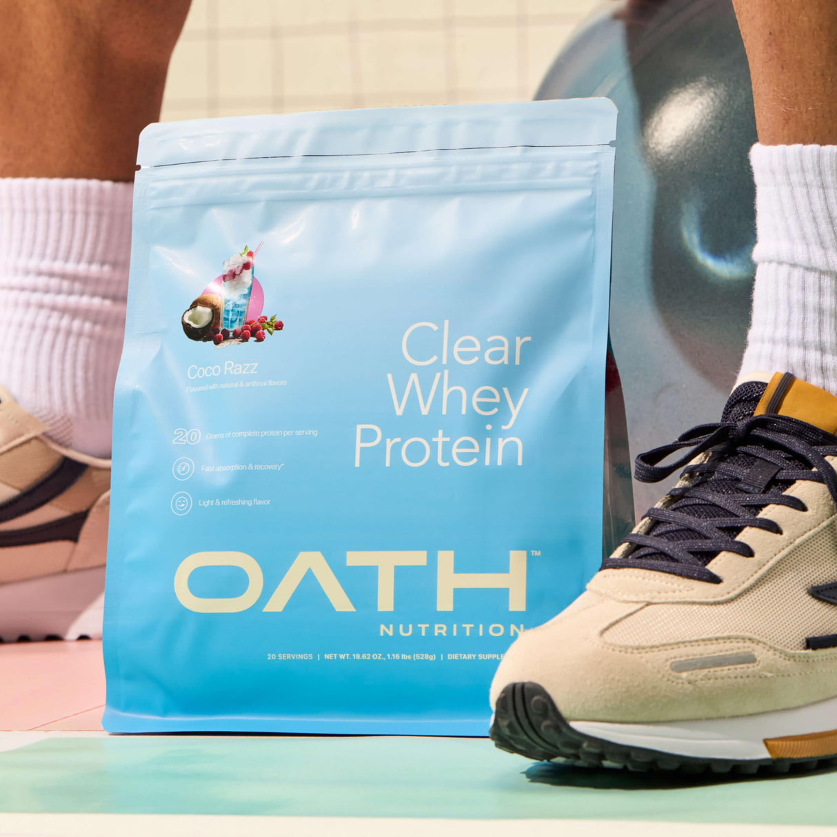 Oath Nutrition Clear Whey Isolate Protein Powder, Coco Razz, 20g Complete Protein per Serving, No Added Sugar, Grass-Fed, 18 Servings