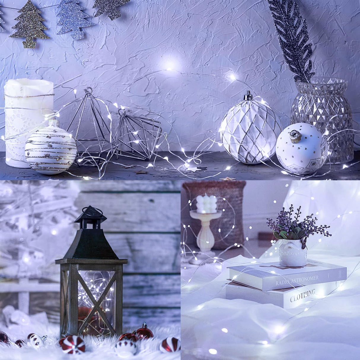 4 Pack White Fairy Lights Battery Operated with Remote, Waterproof 20FT 60LED Cuttable Twinkle Lights with Timer Indoor Outdoor, String Light for Bedroom, Classroom, Wedding, DIY, Christmas Décor