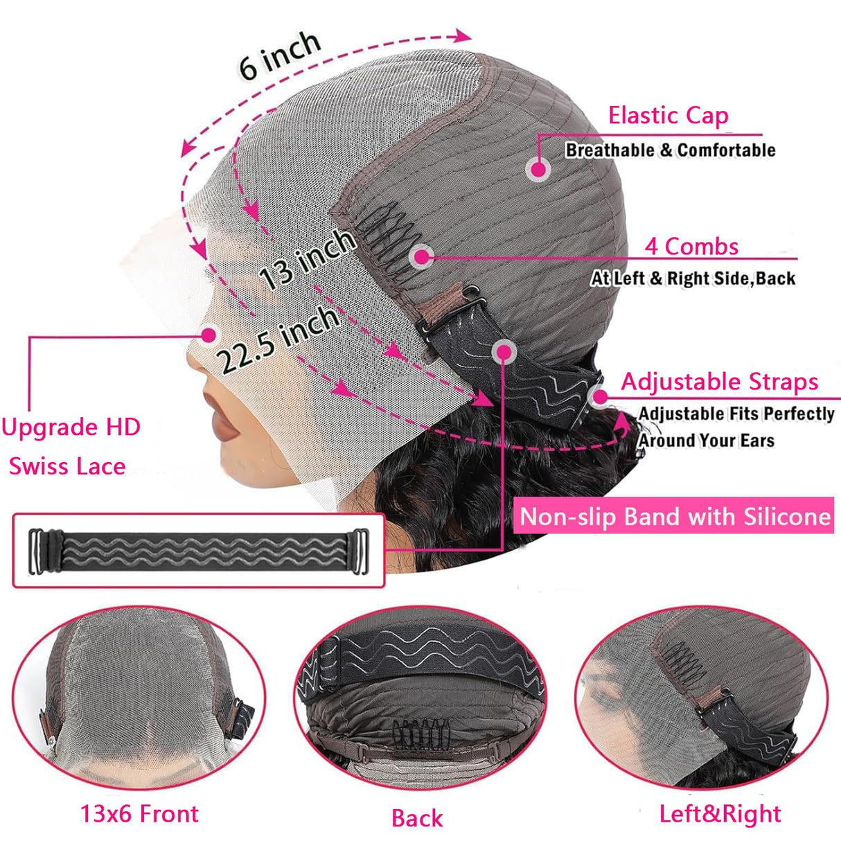 30 Inch Deep Wave Lace Front Wigs Human Hair Pre Plucked 13x6 HD Lace Front Curly Wigs Human Hair 200% Density Glueless Frontal Wigs Human Hair with Baby Hair Curly Wigs for Women Natural Black