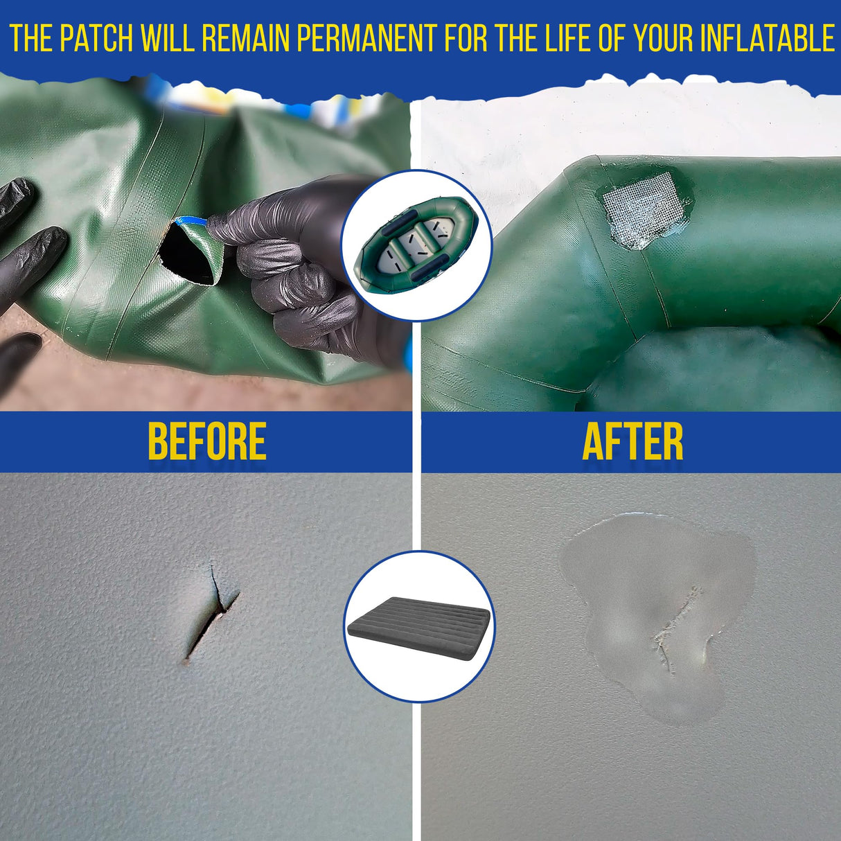 PVC Stitch Heavy Duty Repair Kit for Air Mattresses, Waterbeds, Hot Tubs, Above-Ground Pools, Bouncy Houses, Air Mats, PVC Pipes & Hoses, Punching Bags, and Much More (+ Reinforcing Mesh Cord)